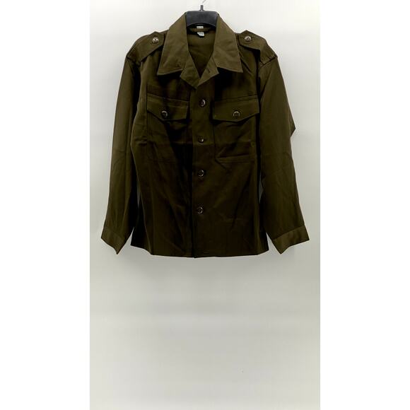 HEERESEIGENTUM Men's Vintage Olive Green Button-Up Long Sleeve Slama Shirt SZ M - Picture 1 of 12